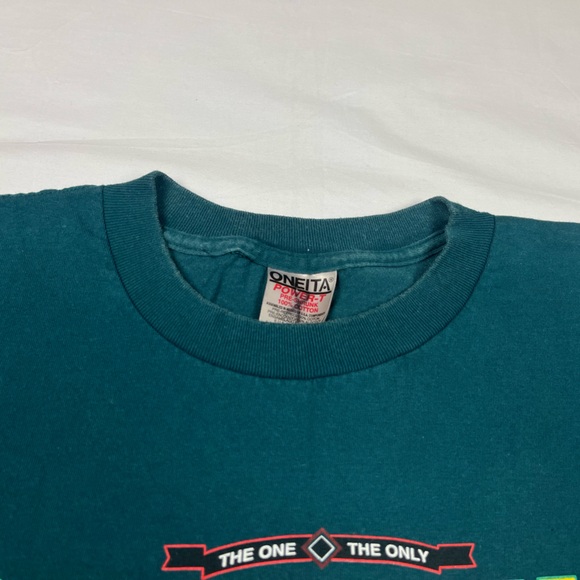 Vtg Boot Hill Saloon Mens T-Shirt Sz Large 90s Blue Green/Dark Teal Biker A7 - Picture 5 of 7